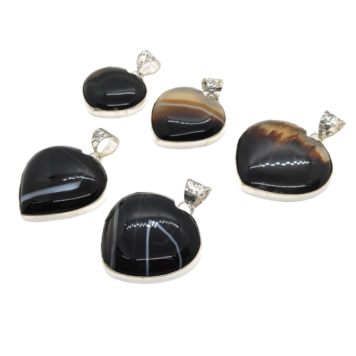 Sulemani Akik Heart Shape Metal Pendant Natural With Certificate